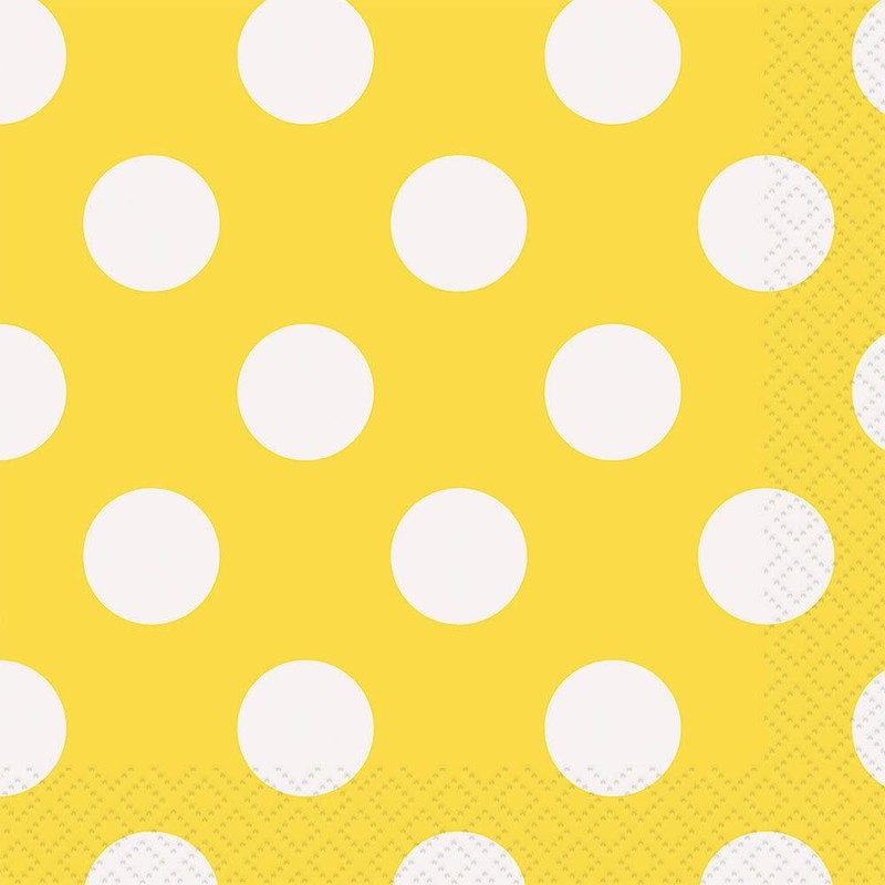 Yellow Polka Dot Beverage Napkins, 16ct