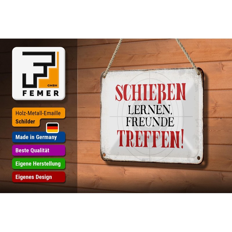 Tin Sign with Saying 18 x 12 cm Shoot Learn