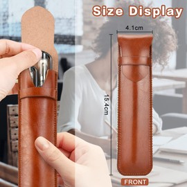 skytowards Pack of 2 Pen Bag Ballpoint Pen Case Pencil Case Handmade Writing Instrument Case Fountain Pen Holder for Pencil, Black & Brown
