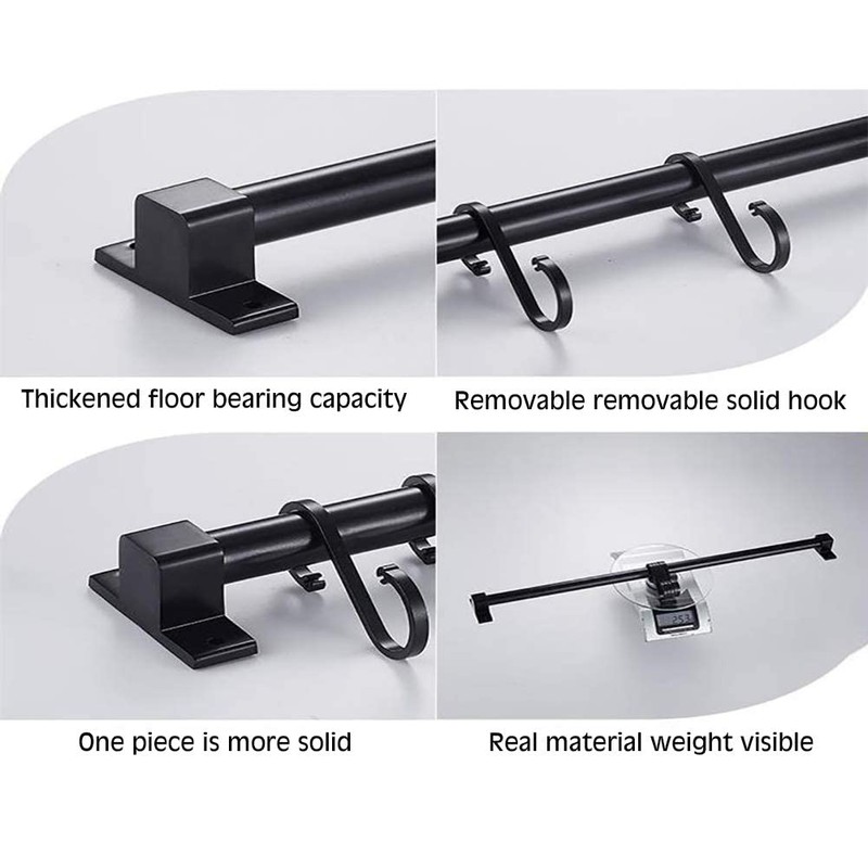 Smallboutique Black Aluminum Utensil Holder Rack, Wall Mounted Hanging Rack