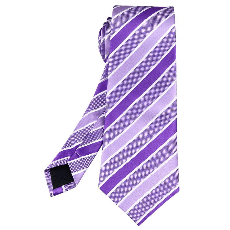 Ctskyte Men's Lavender Purple White Stripe Silk Tie Soft Spring