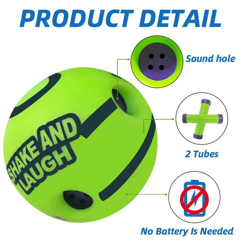 SHAKE AND LAUGH Dog Toys Ball, Interactive Dog Ball, Shaking