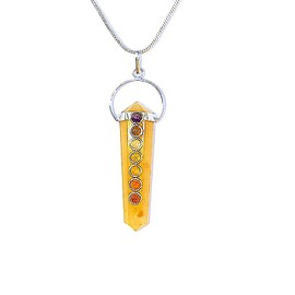 Yellow Aventurine Reiki Energy Charge Chakra Healing Crystals Necklace Gemstone Hexagonal Point Chakra Stone