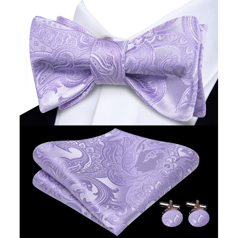Hi-Tie Men's Bow Tie Self Tie Bow Ties Lavender Silk