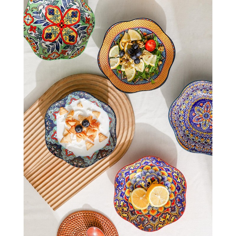 HENXFEN LEAD Ceramic Soup, Dessert Bowl Set of 6, Porcelain