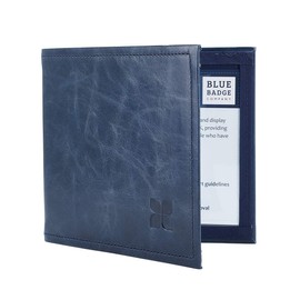 Blue Badge Co Italian Leather Parking Wallet in Navy Blue Parking Permit Cover for Disabled Badge, Hologram Safe Design, Free Timer Clock, Made in The UK, Fits All Permits