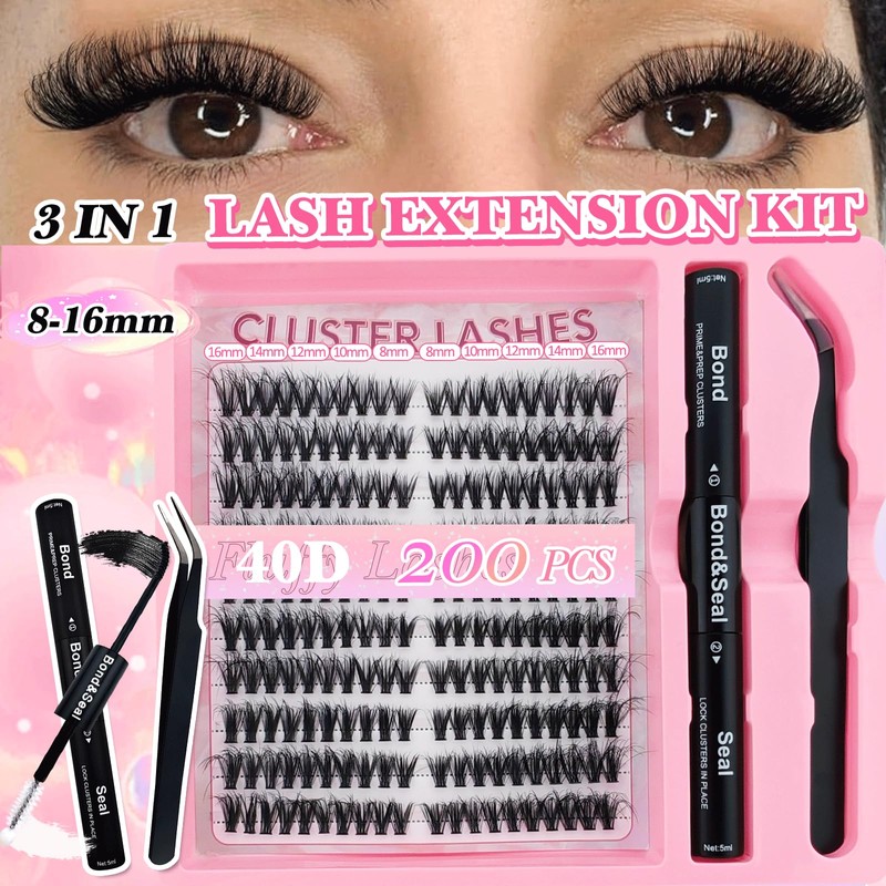 200 Pieces DIY Eyelash Extensions Set, 8-16 mm, Mixed Fluffy