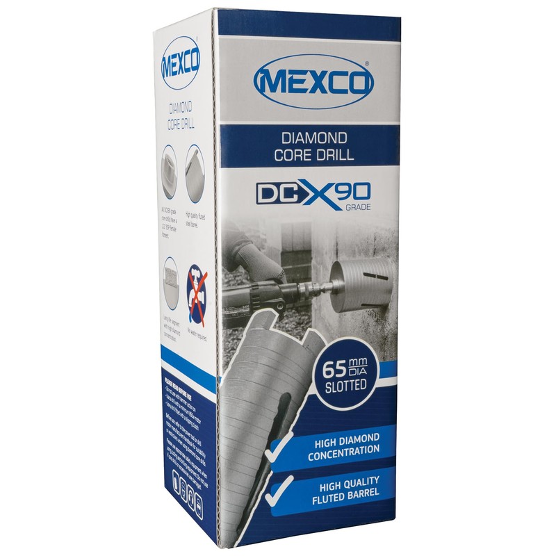 Mexco DCX90 Slotted Dry Core Drill, High-Performance Diamond Core for