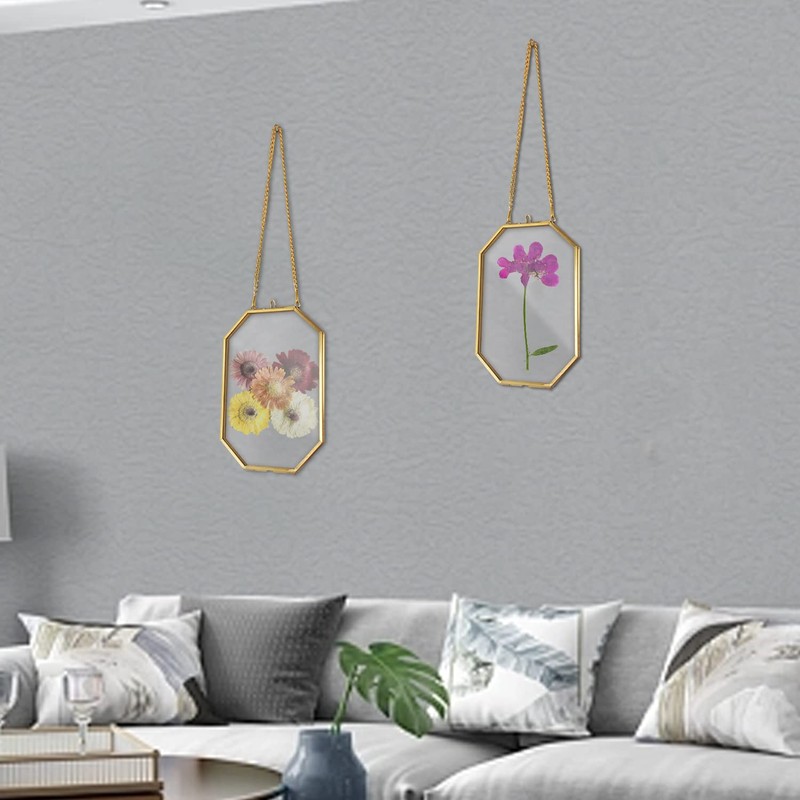 Mini Brass Wall Hanging Photo Frame, 4x6 Inches Glass Hanging