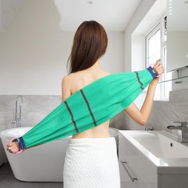 Long towel for shower use, wide scrub towel for back use green 4ea