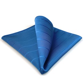 [S&W SHLAX&WING] Men's Necktie Set Solid Color Necktie Royal Blue Stripe Dark Fringe, 12.6 x 12.6 inches (32 x 32