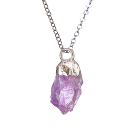 PEDRAS Natural Stone Pendant Healing Crystals Necklace, Pendant Natural Stone Pendant Necklace (amethyst)