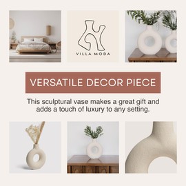 Villa Moda Oona Decorative Modern Ring Vase, Large, White