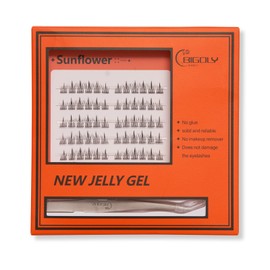 BIGOLY Glue-Free False Eyelashes Glue-Free Self-Adhesive False Eyelashes a Must-Have For Lazy People DIY Jelly Gel False Eyelashes Set Lash Extension Kit (Sunflower)