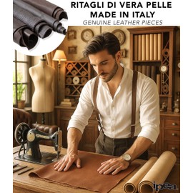 IPEA 500 g cuts of genuine Italian leather colour dark brown in different shades, thickness and type - 4 high-quality pieces of leather with different shapes - leather - remnants of