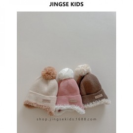 Kids' Fluffy Thick Stitched Wool Knit Pullover Beanie for Autumn and Winter (Boys & Girls) One Size/Kl Bur Short Ear Protection Beige (Small to Medium Kids) 3ea