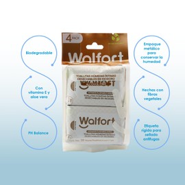 Walfort | 4 pack de toallas íntimas húmedas desechables en el inodoro.
