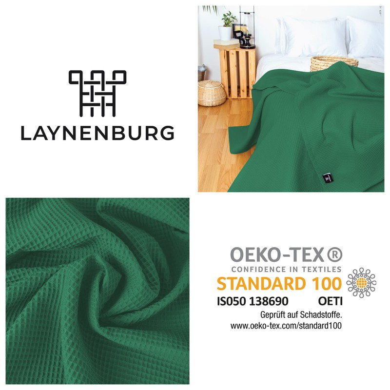 LAYNENBURG Premium Bedspread, 150 x 200 cm, Waffle Piqué, 100%