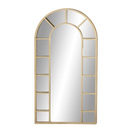 Deco 79 Metal Room Wall Mirror Arched Window Pane Entryway Mirror, Wall Mounted Mirror 32" x 1" x 60", Gold
