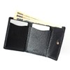 FRUH FLU Italian Leather Trifold Wallet GL032 Compact Wallet (Black),