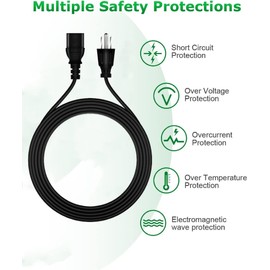 HISPD 6ft/1.8m UL Listed AC Power Cord Compatible with QFX SBX-415202 Bluetooth Tower Home Theater Speaker System