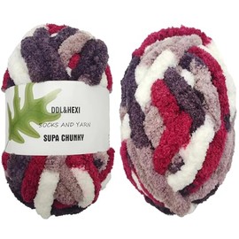 DDL&HEXI - 2 madejas de hilo grueso de chenilla, kit de fabricación de mantas, hilo de punto jumbo 2 x 8 oz 226 g por bolsa (214)