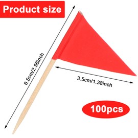 YBEATY 100 PCS Solid Red Toothpick Flags Small Mini Solid Red Labeling Marking DIY Triangle Plain Stick Flags Food Label Cupcake Toppers Pick Blank Flag for Appetizers Party Buffet Food Fruit