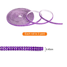 MECCANIXITY Rhinestone Strips,3 Yard 0.2 Inch Adhesive Rhinestone Ribbon Bling Rhinestone Tape for for DIY Crafts, Party Car Phone Decorations,Fantasy Purple