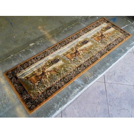 Champion Rugs Wildlife Nature Cabin Deer Scene Area Rug Carpet (2 Feet 2 Inch X 7 Feet 2 Inch Runner)