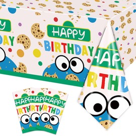 XueXiceili 3PCS Cookie Party Supplies Tablecloth Set for Kids Boys Girls Birthday PartyCookie Party Supplies Tablecloth -54x108in