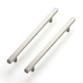 Ravinte 10 Pack 10" Square Cabinet Pulls Brushed Nickel Stainless Steel Kitchen Cupboard Dresser Handles Cabinet Handles 10" Length, 7-1/2" Hole Center