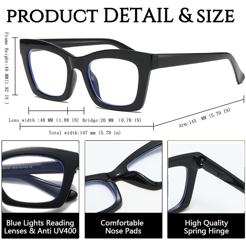 Hubeye Oprah Style Readers for Women Stylis Style Reading Glasses