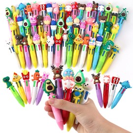50Pcs 4-in-1 Multicolor Ballpoint Pens All In One Mini Cute Ball Point Pens Bulk for Chindren,Kawaii Ballpoint Pen for Birthdays and Kids Parties,Xms Exchange Gift for School Classroom