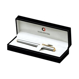 Sheaffer Agio Fountain Pen Brushed Chrome Plate featuring Gold Tone Trim: Fine Nib