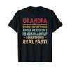 Vintage Grandpa Know Everything Father's Day Funny Xmas T-Shirt, black
