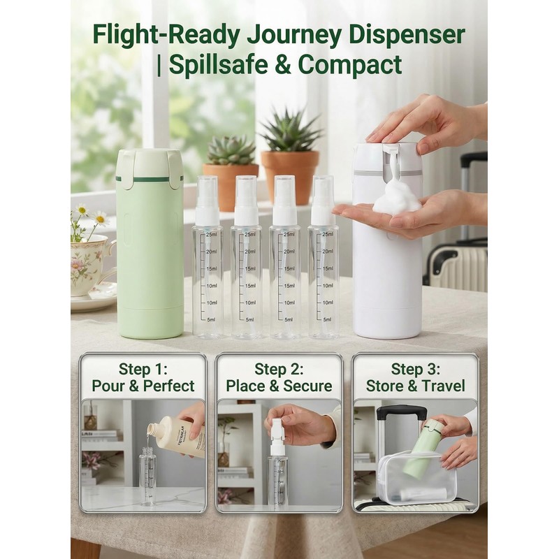 4 in 1 Travel Dispenser Bottle Set, Leakproof TSA Travel