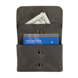 Hide & Drink, Double Pouch Wallet for Men and Women, Rectangular Card Holder, Money Organizer, ID Case, Classic Style, Full Grain Leather, Handmade, Dark Jade