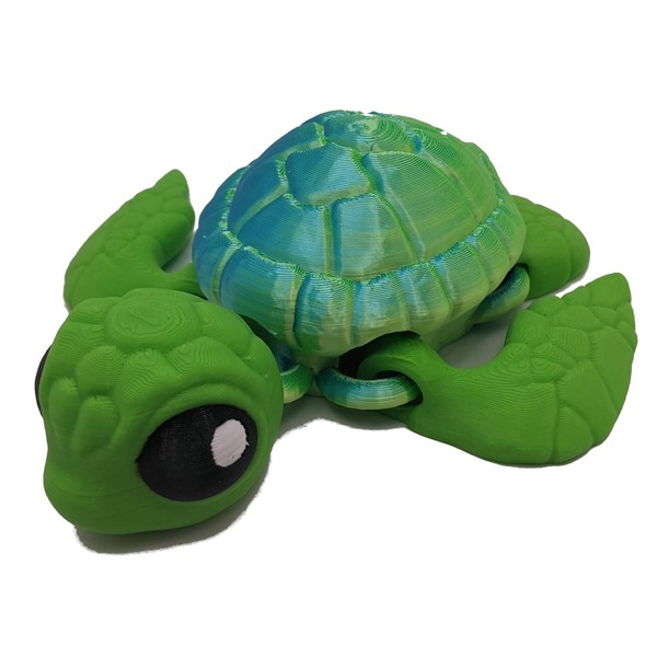 Sea Turtle - 3D Printed, Articulated Fidget (Blue/Light Green (Small))