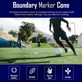 Splay Boundary Marker Cone Set | Agility Marker Cone Set | Football Marker Cone for Boundary | Cricket Pitch Markers Flag Spacers | White | Set Of 20