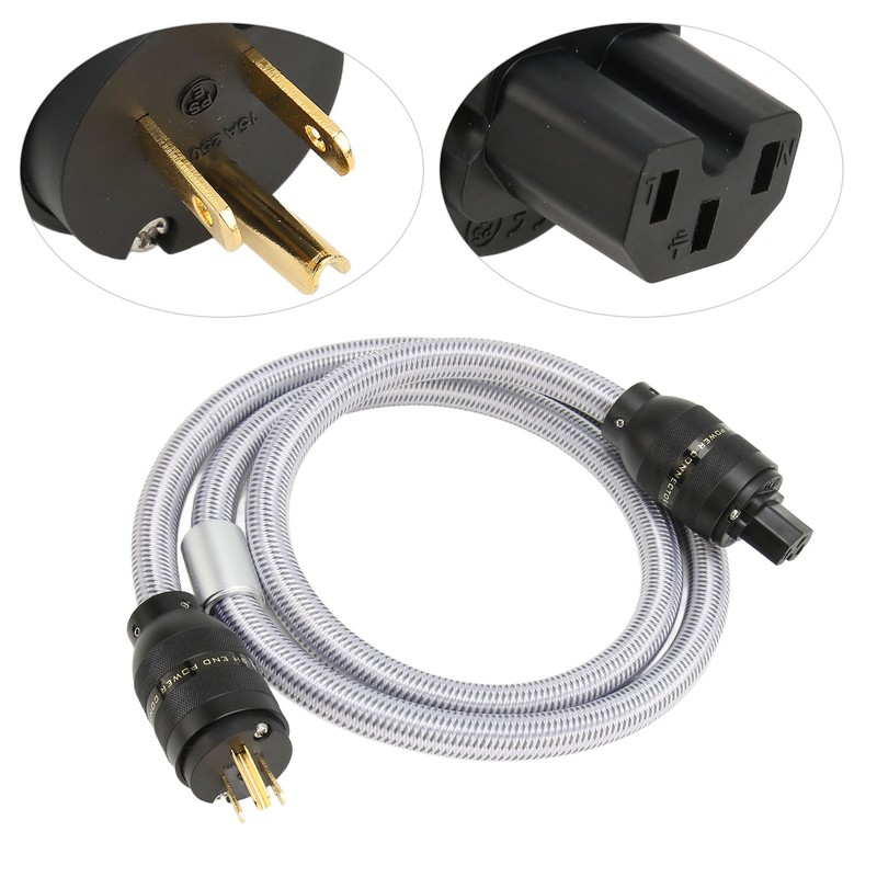 HiFi Power Cable Pure Copper Gold Plated Double Shielding Audiophile