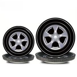 Vajilla desechable para fiestas de cumpleaños, Vajilla temática de carreras,24 platos desechables con forma de rueda de coche, adecuados para fiestas de cumpleaños,fiestas de carreras