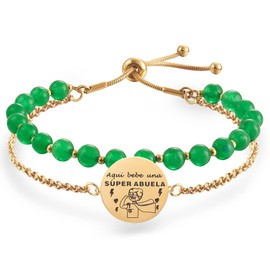 LParkin Te Quiero Abuela Pulseras Abuela Acero Inoxidable Pulsera Regalo Para la Mejor Abuela (Aquí bebe una SUPER ABUELA)