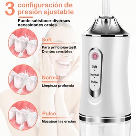 Irrigador Bucal, Limpieza Dental Portatil, 3 Modos de Limpieza y 8 Puntas, IPX7 impermeable, Limpiador Dental Recargable, Ideal para Viajar y para Uso Doméstico (Verde)