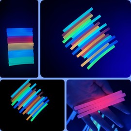 Glow in The Dark Hot Glue Sticks, NEX&CO 60 Pack Luminous Colored Mini Glue Sticks Red Blue Green Yellow Color for Glue Gun - 4" Long x .27" Diameter, for Crafting, Christmas Decoration, DIY Projects