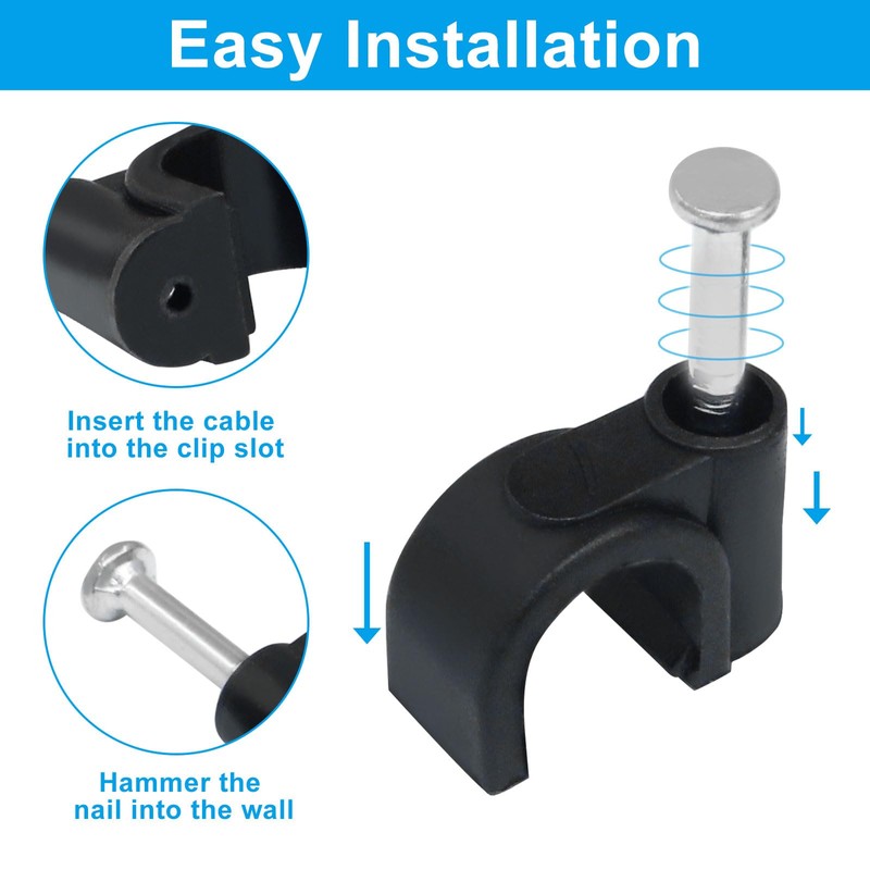 Dijedev 200Pcs Nail in Cable Clips, 7mm Cable Wire Clips,