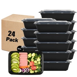 LOKATSE HOME Meal Prep Containers 24 pack 1 Compartment with Lids, Food Storage Bento Stackable Reusable Lunch Boxes, BPA-Free Microwave/Dishwasher/Freezer Safe(38 oz)