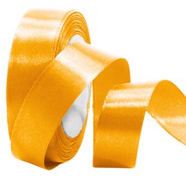 Luomorgo 1 Inch Yellow Satin Ribbon, 25 Yards Solid Color Ribbon, Fabric Ribbon for Gift Wrapping, Flower Bouquet, DIY Craft, Sewing, Wedding, Birthday Party Decorations
