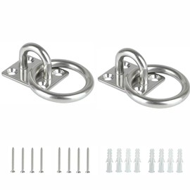 2 Packs M8 Ceiling Hook Pad Eye Plate 304 Stainless Steel Wall Mount Hook Heavy Duty Ceiling Hammock Hooks for Hanging