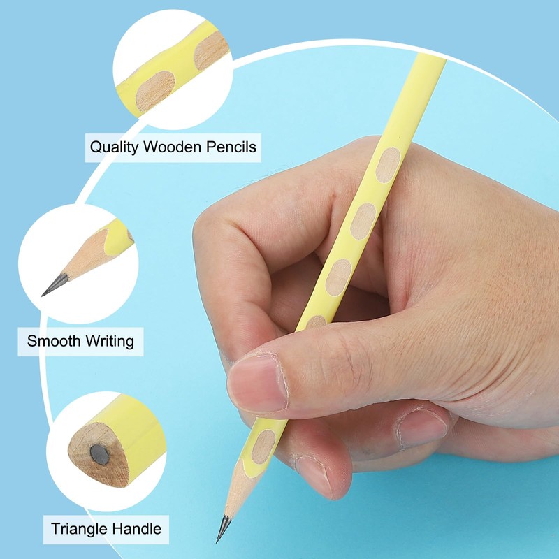 PATIKIL Round Pencils, 12 Pack Triangle HB Graphite Pencil Hole