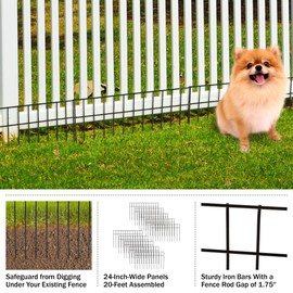 24x15-Inch Animal Barrier Fence - 10-Pack No-Dig Garden Fence - Underground Fence Panels Deter Dogs, Rabbits, and Groundhogs by Pure Garden (Black)